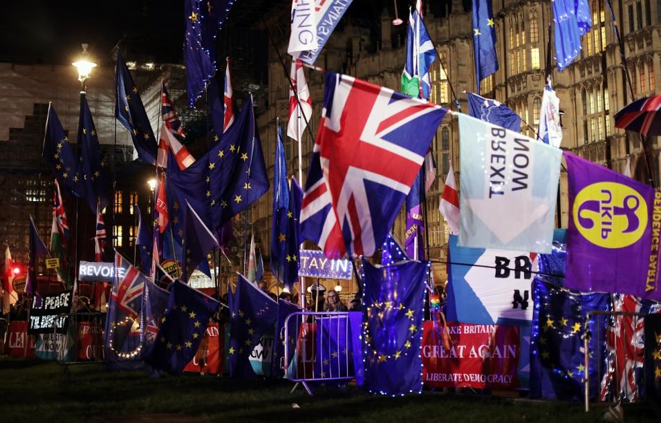 Brexit protestors outside Parliament